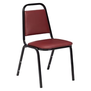 Pemberly Row 32&quot Modern Vinyl Upholstered Stack Chair in Burgundy Red