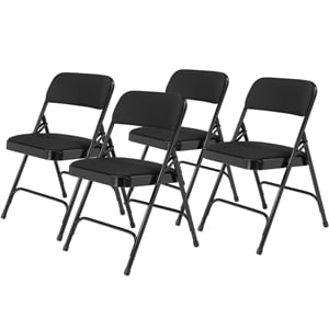 Pemberly Row 29.5&quot Fabric Upholstered Folding Chair in Black (Set of 4)
