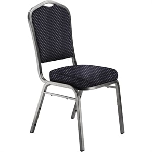 Pemberly Row 37&quot Metal and Fabric Stack Chair in Diamond Navy/Silvervein