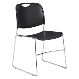Pemberly Row 31&quot Modern Ultra-Compact Plastic Stack Chair in Black