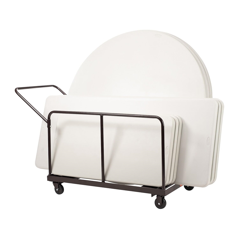 Pemberly Row Metal Folding Table Dolly For Round and Rectangular Tables in Brown