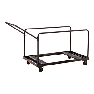 pemberly row metal folding table dolly for round and rectangular tables in brown