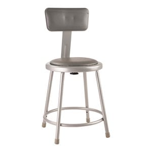 Pemberly Row 18&quot Modern Vinyl Padded Metal Heavy Duty Stool in Gray