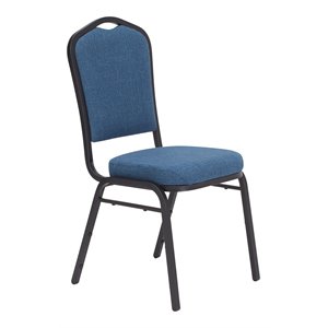 Pemberly Row 37&quot Metal and Fabric Stack Chair in Natural Blue/Black Sandtex