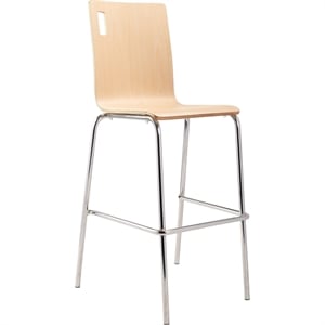 Pemberly Row 46.5&quot Modern Wood Cafe Stool with HPL in Natural/Chrome