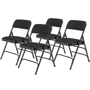 Pemberly Row 29.5&quot Modern Metal Folding Chair in Midnight Black (Set of 4)