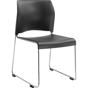 Pemberly Row 30.75&quot Modern Cafetorium Plastic Stack Chair in Charcoal