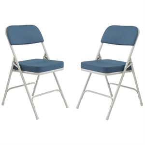 Pemberly Row 32&quot Fabric Upholstered Folding Chair in Regal Blue (Set of 2)
