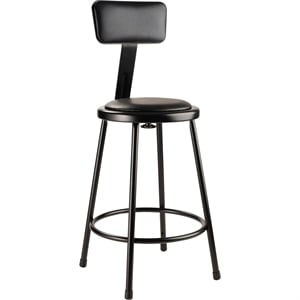 Pemberly Row 24&quot Modern Vinyl Padded Steel Metal Heavy Duty Stool in Black