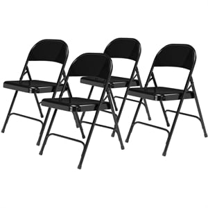 Pemberly Row 29.25&quot Modern All-Steel Metal Folding Chair in Black (Set of 4)