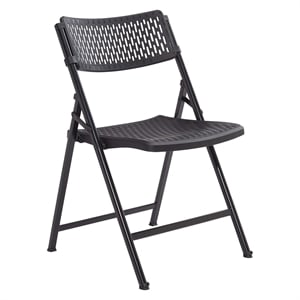 Pemberly Row 32&quot Modern Metal Folding Chair in Black (Set of 4)