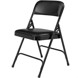 Pemberly Row 129.5&quot Vinyl Upholstered Folding Chair in Caviar Black (Set of 4)