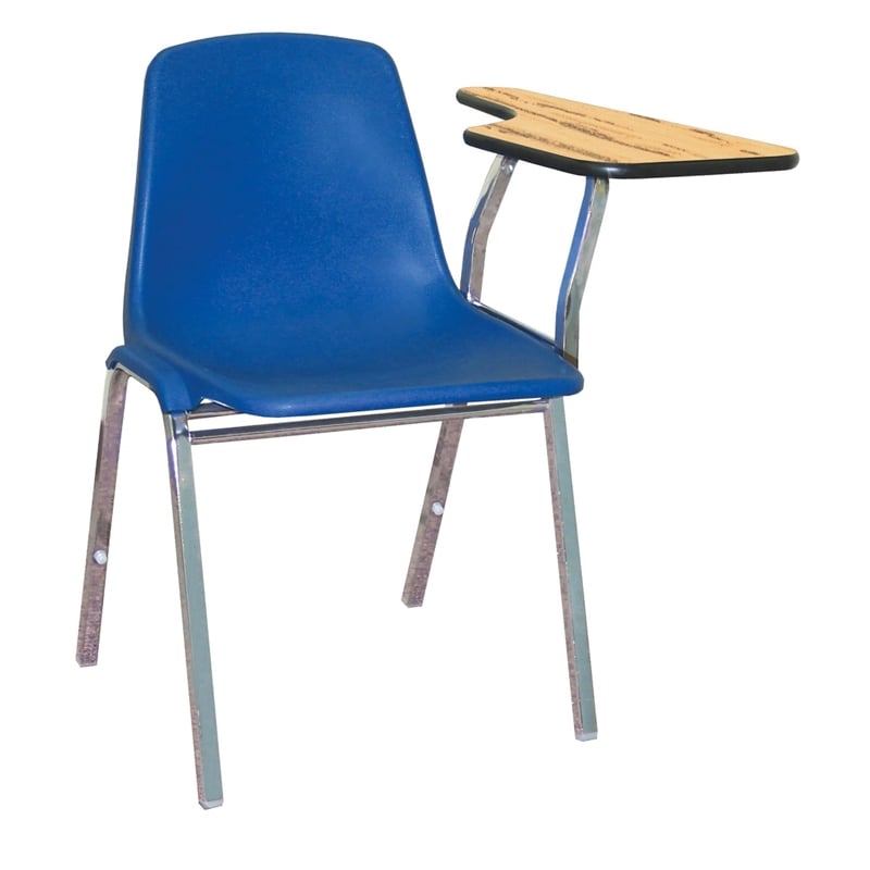 Pemberly Row Modern Modern Wood Left Tablet Arm for in Light Oak/Chrome