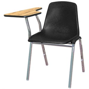 Pemberly Row Modern Modern Wood Right Tablet Arm for in Light Oak/Chrome