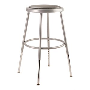 Pemberly Row 19-27&quot Modern Vinyl Padded Steel Metal Heavy Duty Stool in Gray