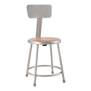 Pemberly Row 18&quot Modern Metal Heavy Duty Stool with Backrest in Gray