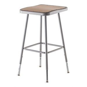 Pemberly Row 25-33&quot Height Adjustable Metal Heavy Duty Stool in Brown/Gray