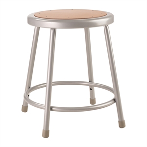 Pemberly Row 18&quot Modern Metal and Wood Heavy Duty Stool in Gray