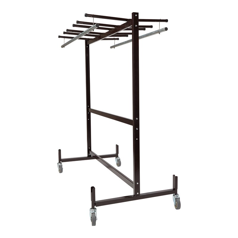 Pemberly Row Metal Table and Chair Storage Truck with Checkerette Bars in Brown