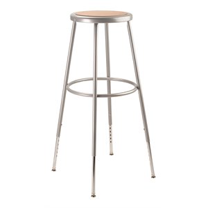 Pemberly Row 32-39&quot Height Adjustable Modern Metal Heavy Duty Stool in Gray