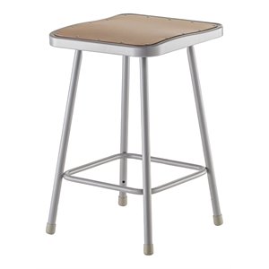 Pemberly Row 24&quot Square Seat Modern Metal Steel Heavy Duty Stool in Gray