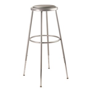 Pemberly Row 32-39&quot Vinyl Padded Steel Metal Heavy Duty Stool in Gray