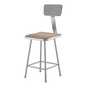 Pemberly Row 24&quot Modern Metal Heavy Duty Stool with Backrest in Brown/Gray