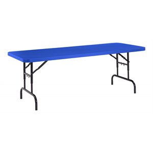 Pemberly Row 30x72&quot Height Adjust Plastic Heavy Duty Folding Table in Blue