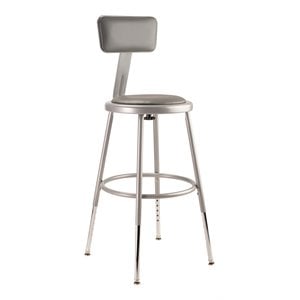 Pemberly Row 19-27&quot Modern Heavy Duty Vinyl Padded Steel Metal Stool in Gray
