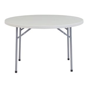 Pemberly Row 48&quot Round Plastic Heavy Duty Folding Table in Speckled Gray