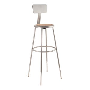 Pemberly Row 32-39&quot Metal Heavy Duty Stool with Backrest in Gray