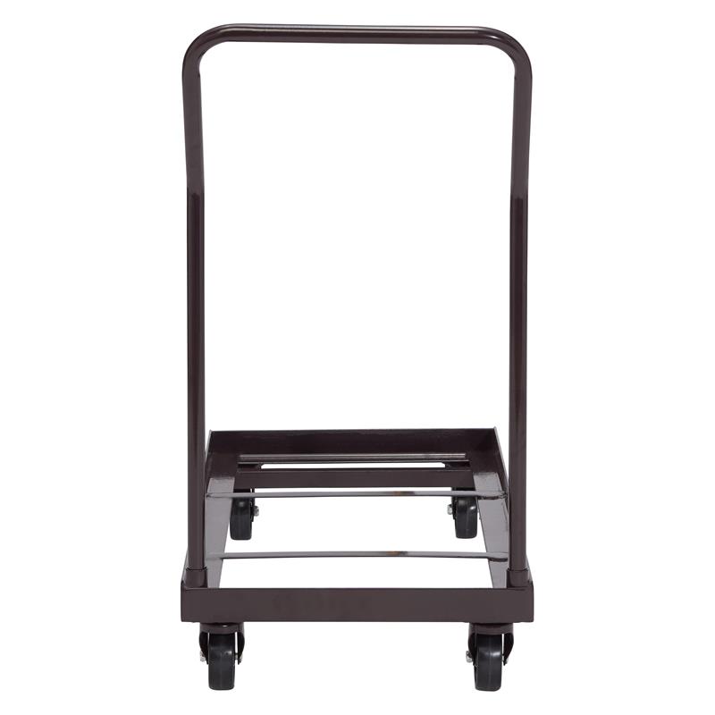 Pemberly Row Modern 4-caster Metal Steel Dolly for Chairs in Brown