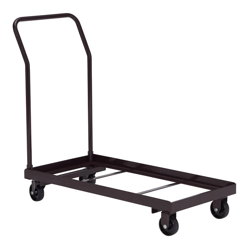 Pemberly Row Modern 4-caster Metal Steel Dolly for Chairs in Brown