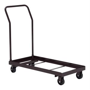 pemberly row modern 4-caster metal steel dolly for chairs in brown