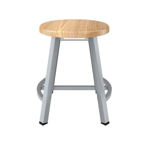 Pemberly Row 18&quot Stool Solid Wood Seat Gray Frame with Curved Footring