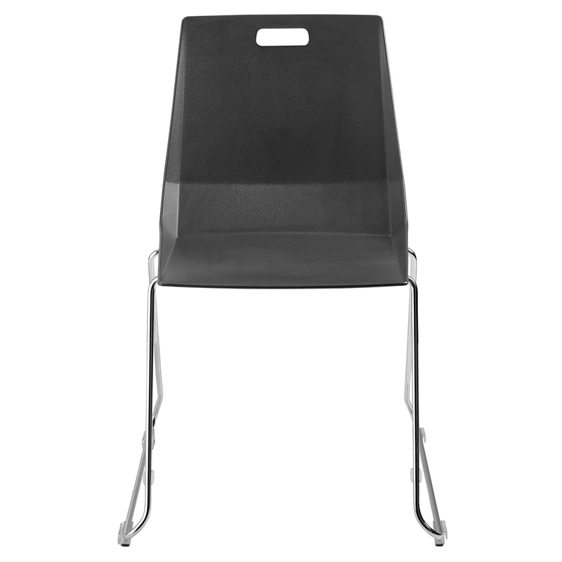 Pemberly Row Modern Chair Black Poly Back and Seat Chrome Frame