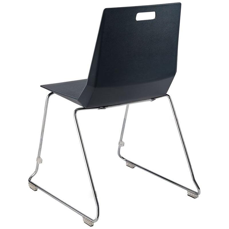 Pemberly Row Modern Chair Black Poly Back and Seat Chrome Frame
