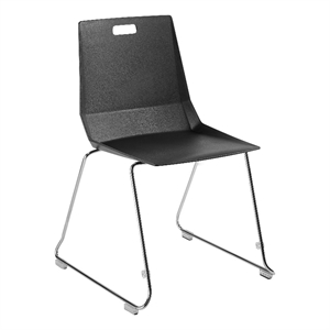 pemberly row modern chair black poly back and seat chrome frame
