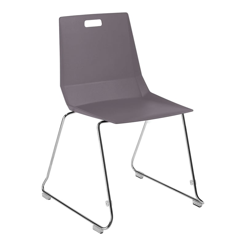 Pemberly Row Modern Chair Charcoal Poly Back and Seat Chrome Frame