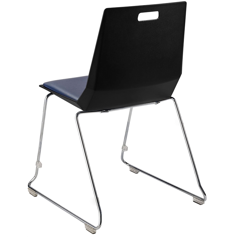 Pemberly Row Modern Chair Black Poly Back and Blue Padded Seat
