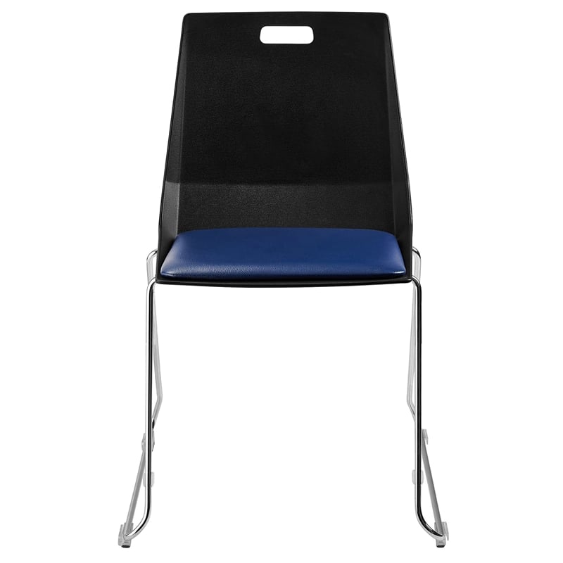 Pemberly Row Modern Chair Black Poly Back and Blue Padded Seat