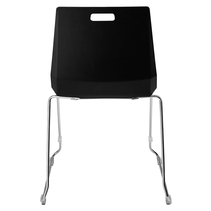 Pemberly Row Modern Chair Black Poly Back and Blue Padded Seat