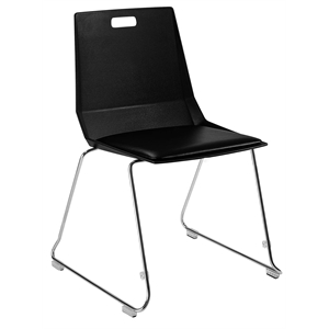 Pemberly Row Modern Chair Black Poly Back and Black Padded Seat