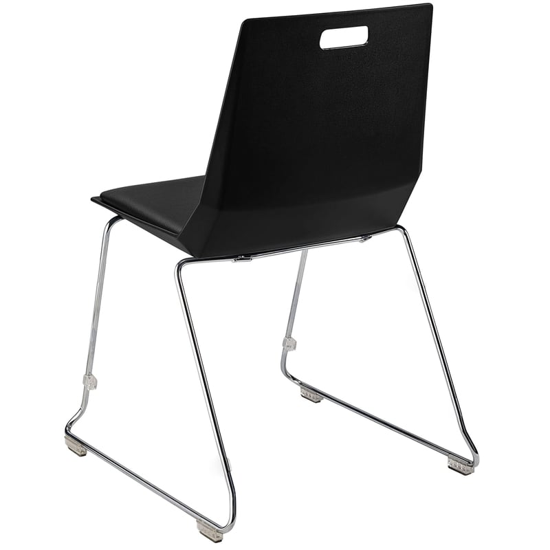Pemberly Row Modern Chair Black Poly Back and Black Padded Seat