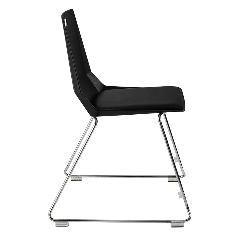 Pemberly Row Modern Chair Black Poly Back and Black Padded Seat