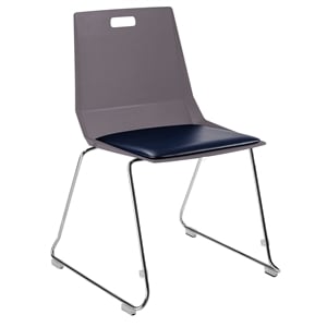 Pemberly Row Modern Chair Charcoal Poly Back and Blue Padded Seat