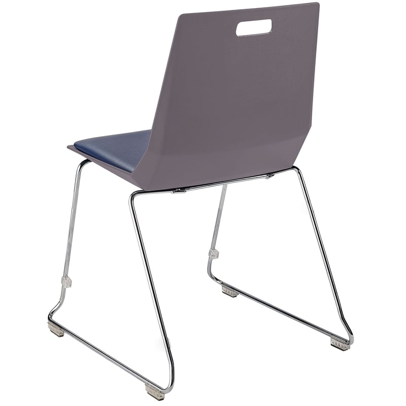 Pemberly Row Modern Chair Charcoal Poly Back and Blue Padded Seat