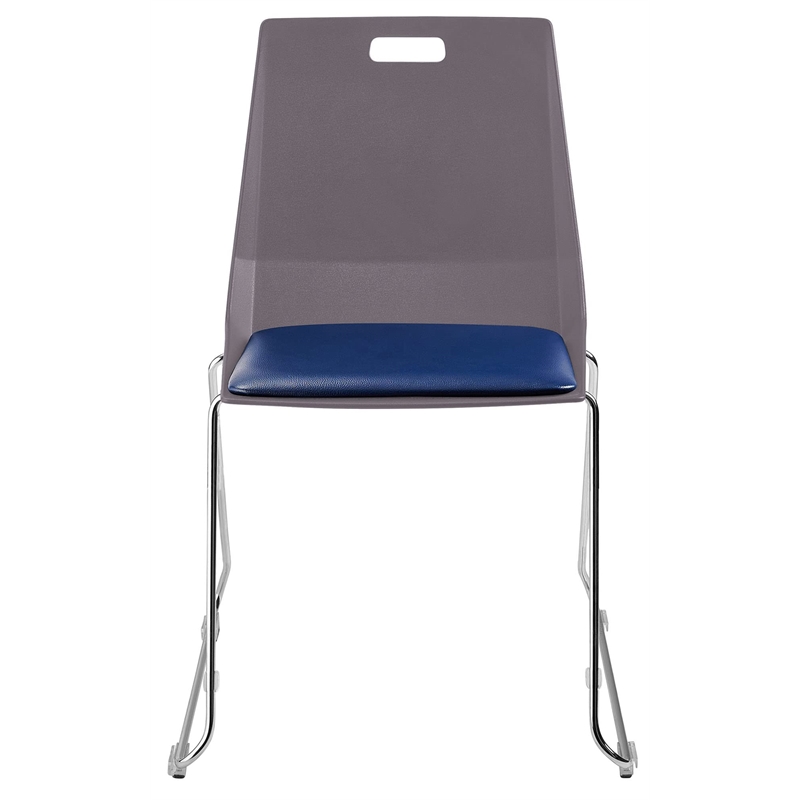 Pemberly Row Modern Chair Charcoal Poly Back and Blue Padded Seat