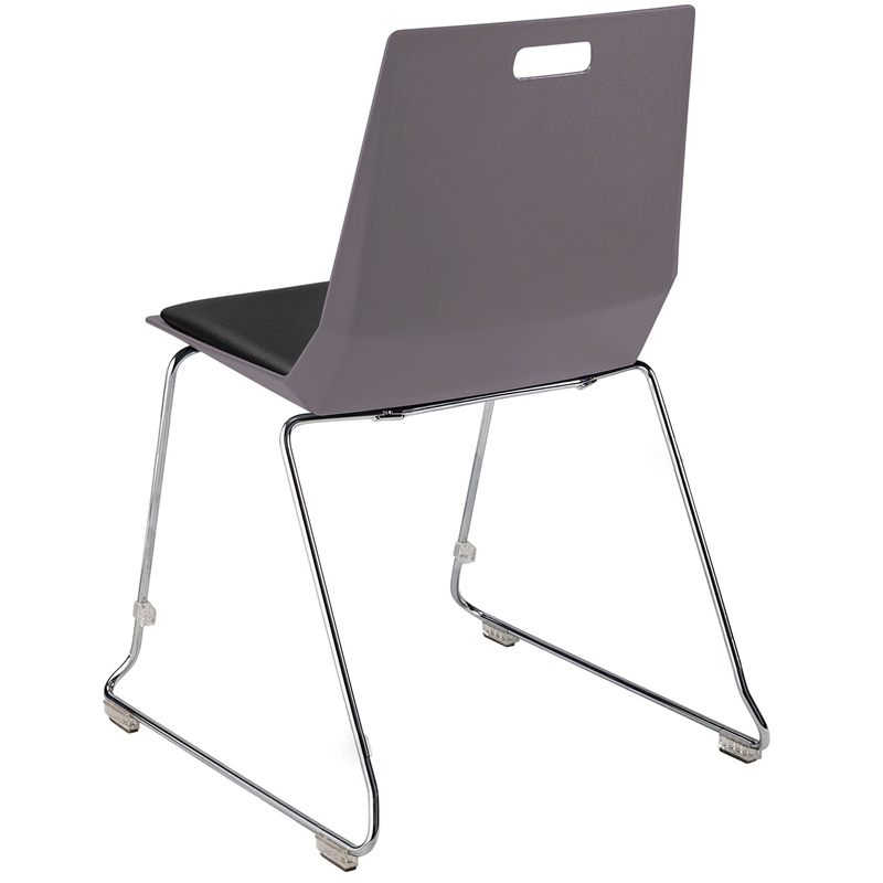 Pemberly Row Modern Chair Charcoal Poly Back and Black Padded Seat
