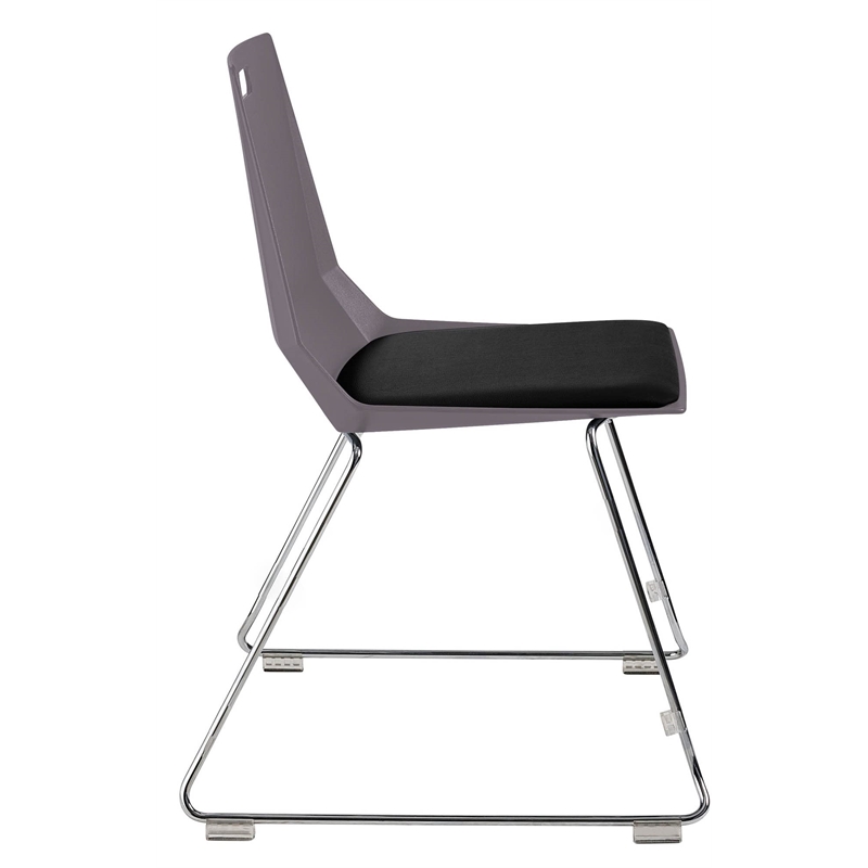 Pemberly Row Modern Chair Charcoal Poly Back and Black Padded Seat